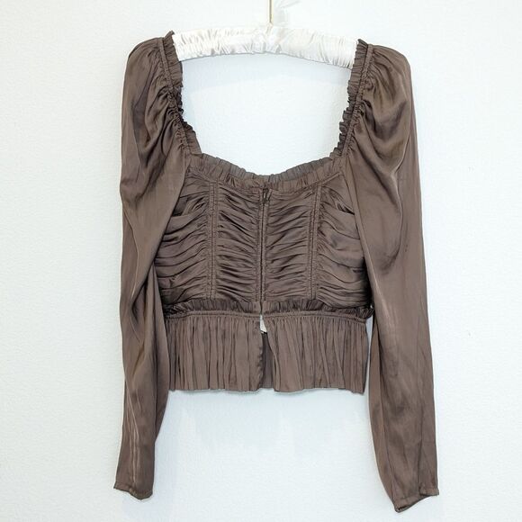 NWT Ulla Johnson Mia Satin Sweetheart Blouse in Mica - Picture 10 of 14